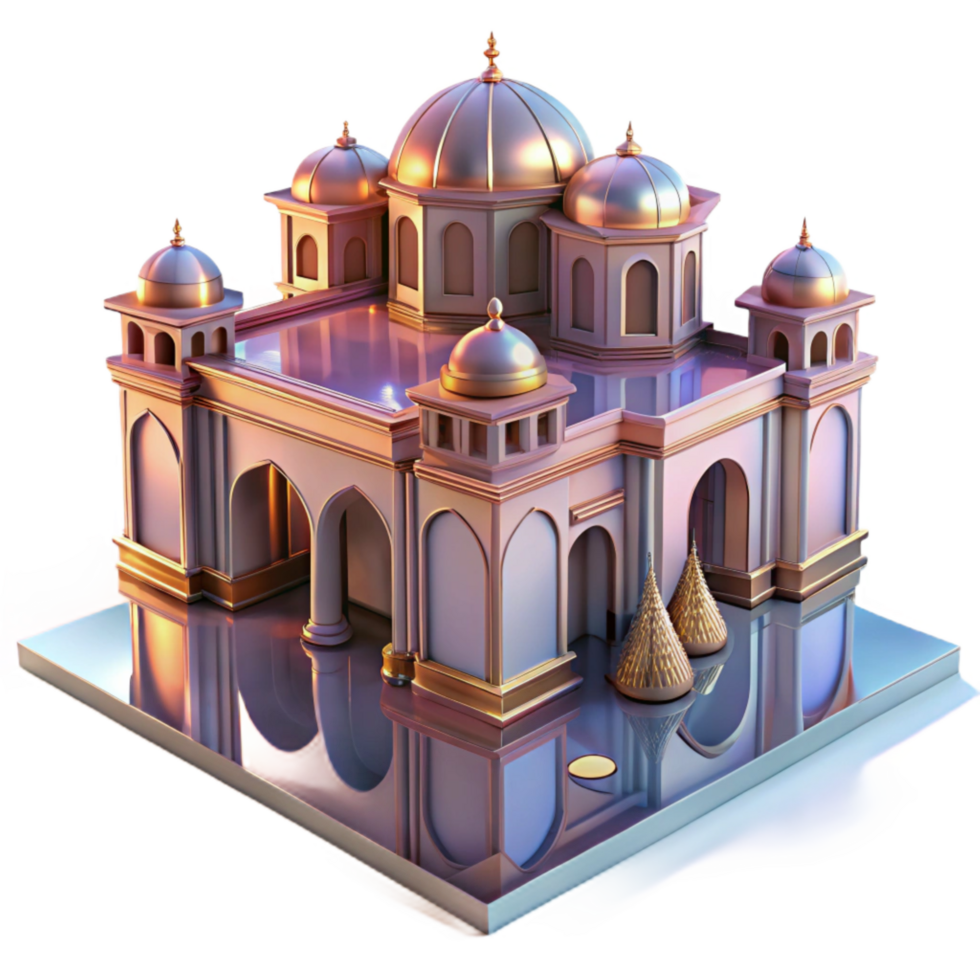 vibrant creative Surreal Architecture Reflection Transparent Background detailed png
