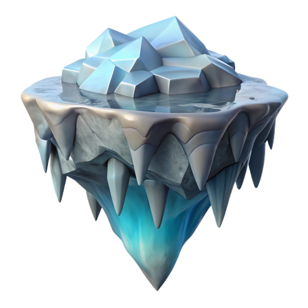 dramatic rustic Suspended Ice Fragment Transparent Background Winter Landscape high quality png