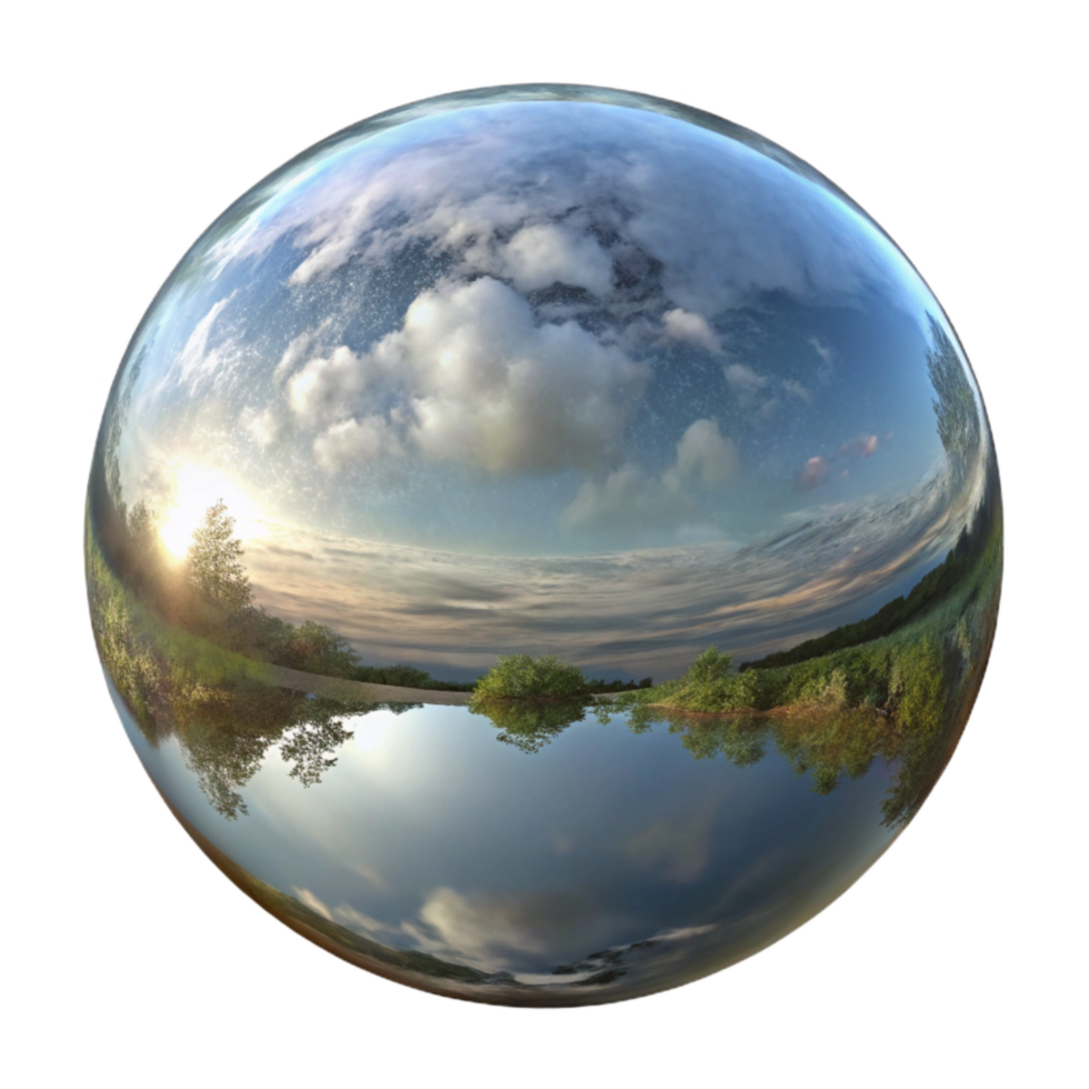 magnificent vintage Surreal Reflection Wide Angle View Isolated high resolution png
