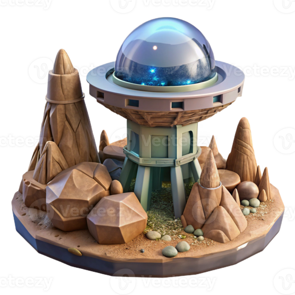magnificent artistic Terraform Tower and Alien Plants Isolated authentic png