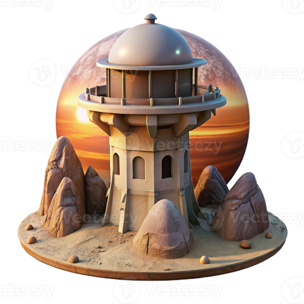 stunning abstract Terraform Tower at Sunset on Alien Planet Cutout authentic png