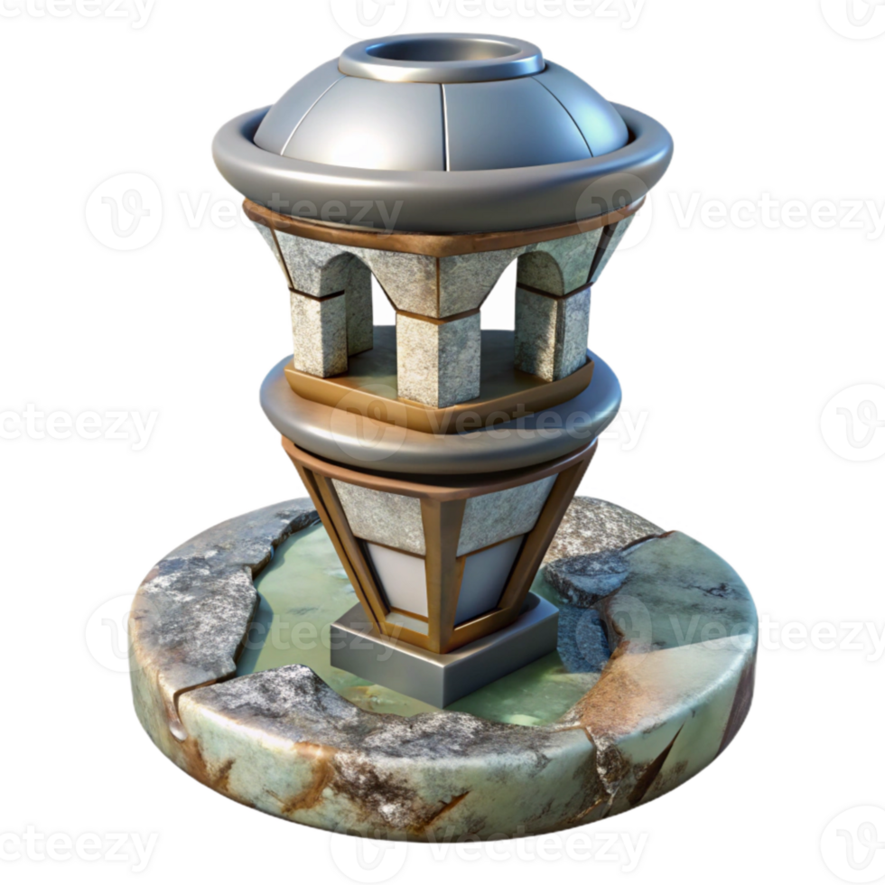 stunning vintage Terraform Tower Cutout with Red Accents Isolated high resolution png