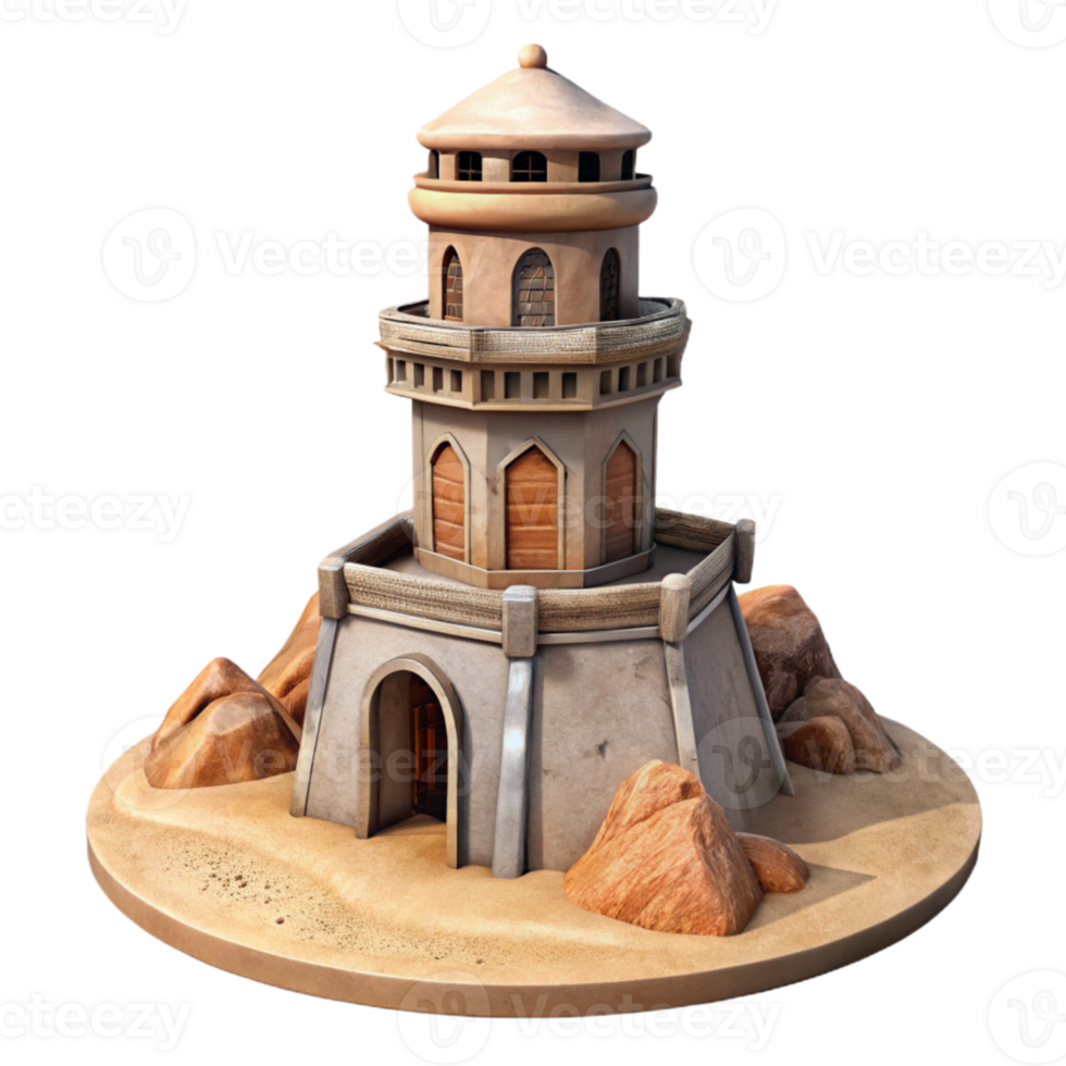 magnificent abstract Terraform Tower in Alien Desert Transparent Cutout detailed png