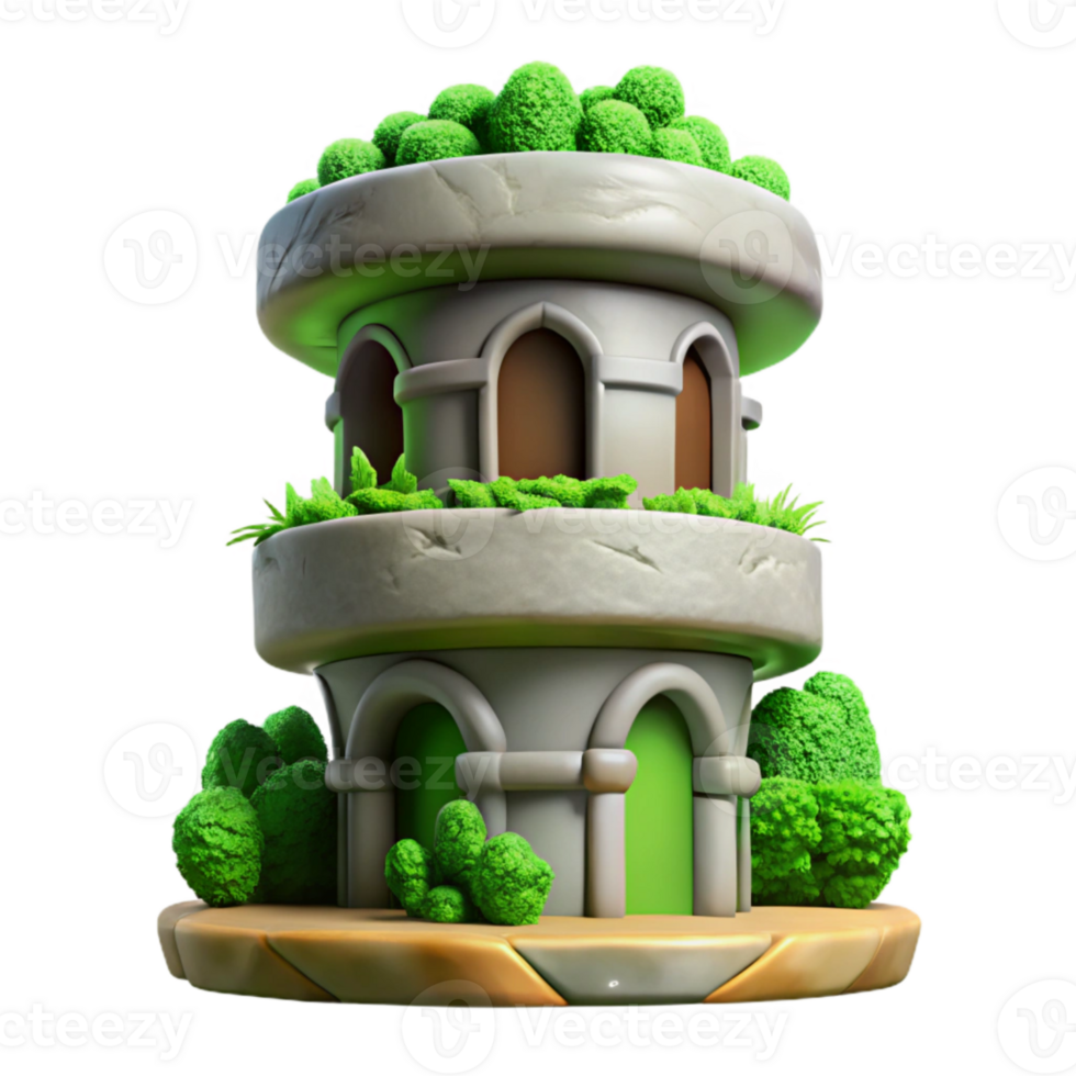 vibrant abstract Terraform Tower in Green Alien Landscape Transparent Background exclusive png