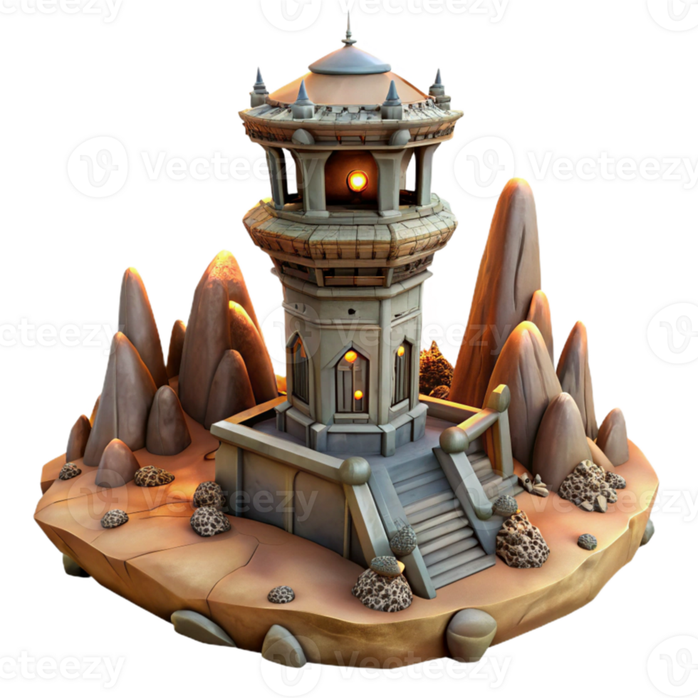 extraordinary minimalist Terraform Tower in Alien Desert Transparent Cutout premium png