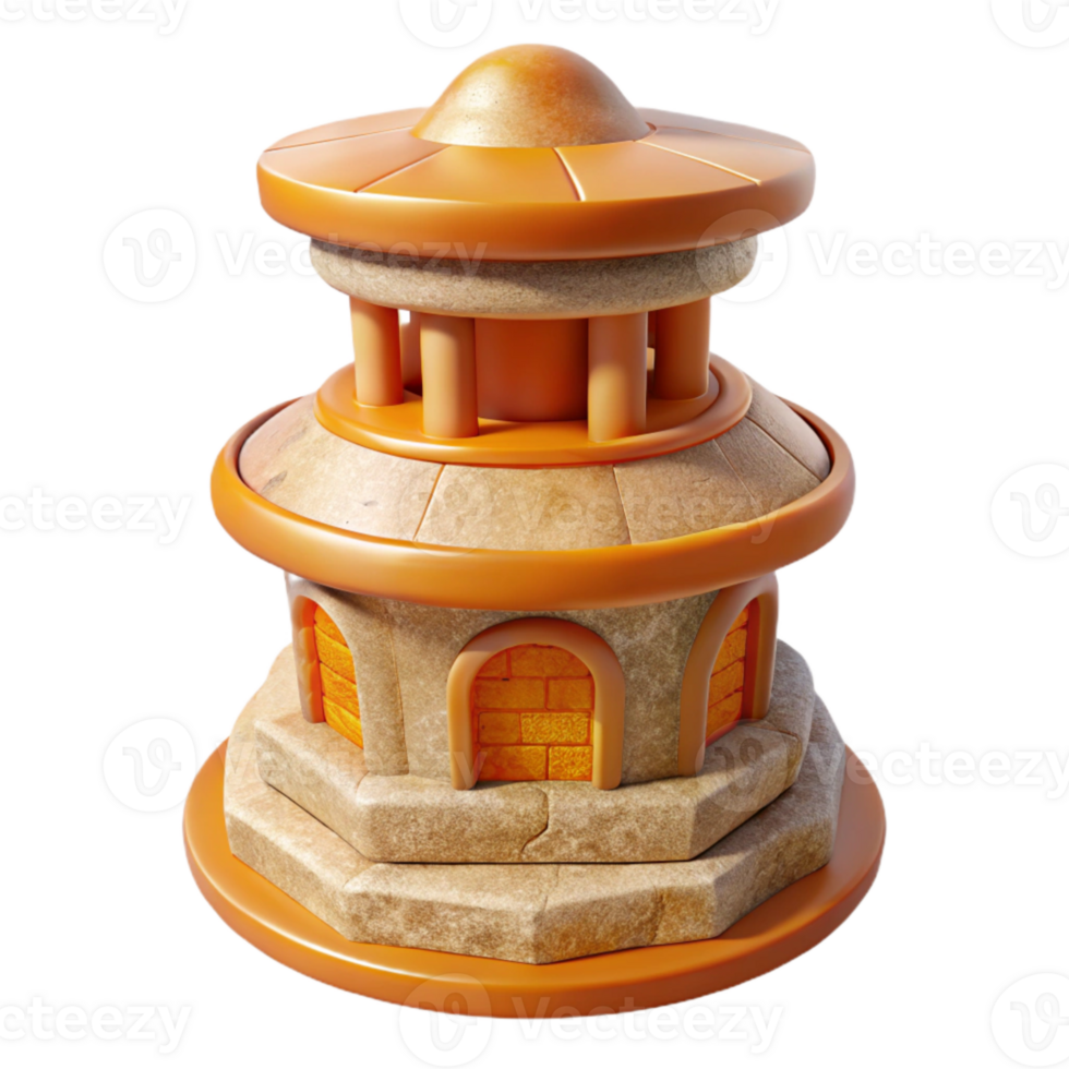 serene classic Terraform Tower Isolated with Orange Hues Transparent professional png