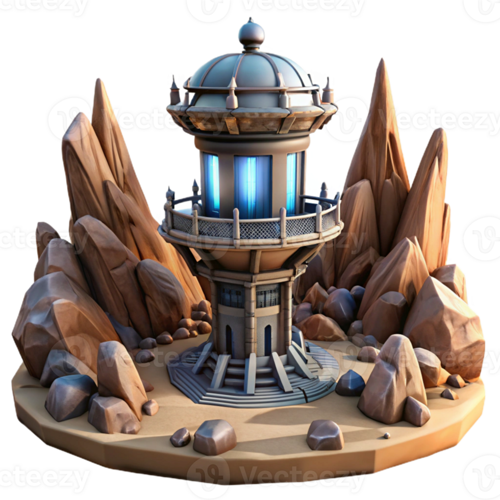 elegant modern Terraform Tower in Alien Desert Transparent Cutout genuine png