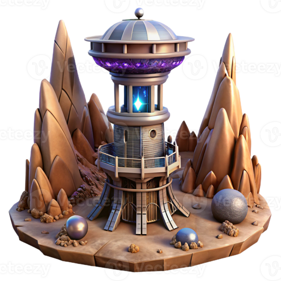elegant classic Terraform Tower in Alien Desert Transparent Cutout authentic png