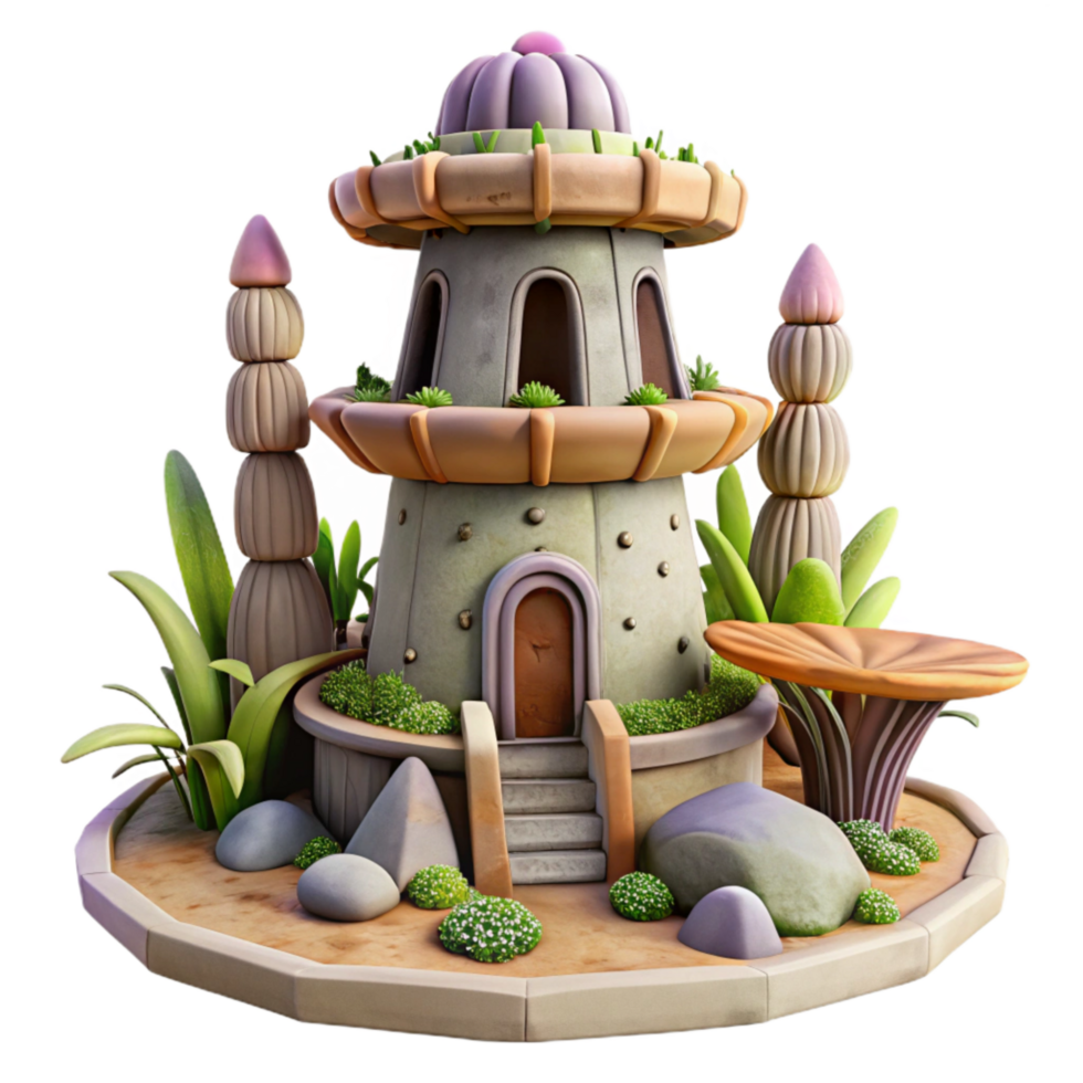 beautiful vintage Terraform Tower Cutout Isolated on Transparent Background genuine png
