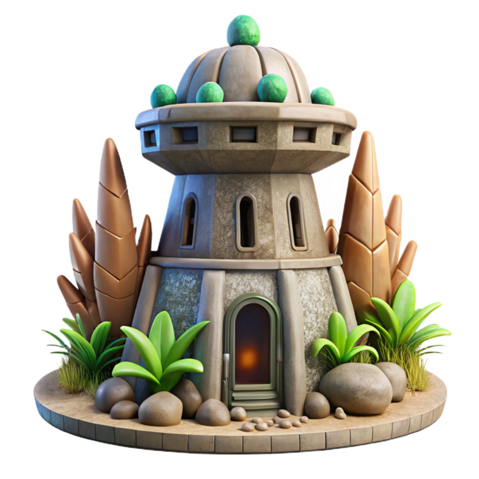 serene creative Terraform Tower Cutout Isolated on Transparent Background genuine png