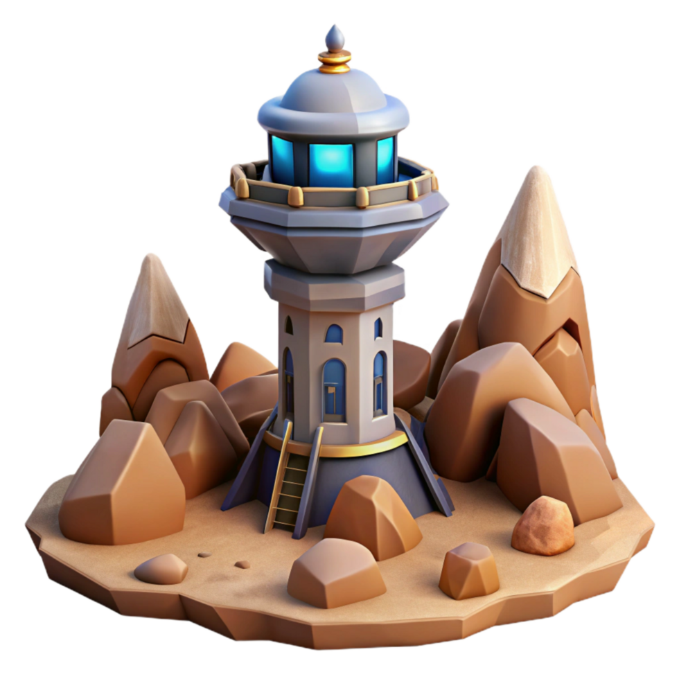 wonderful artistic Terraform Tower Isolated on Transparent Background with Stars png