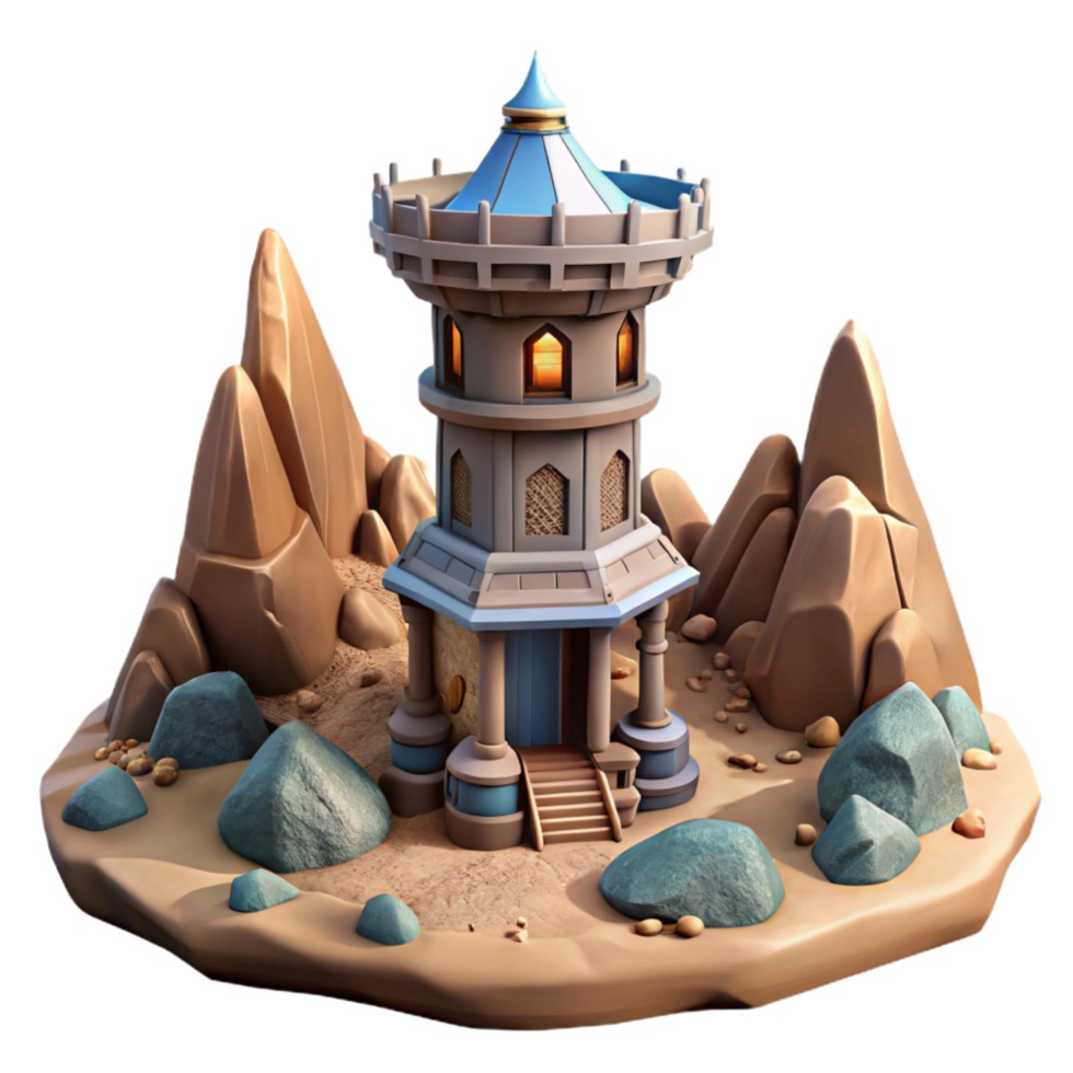 wonderful creative Terraform Tower Isolated on Transparent Background with Stars png