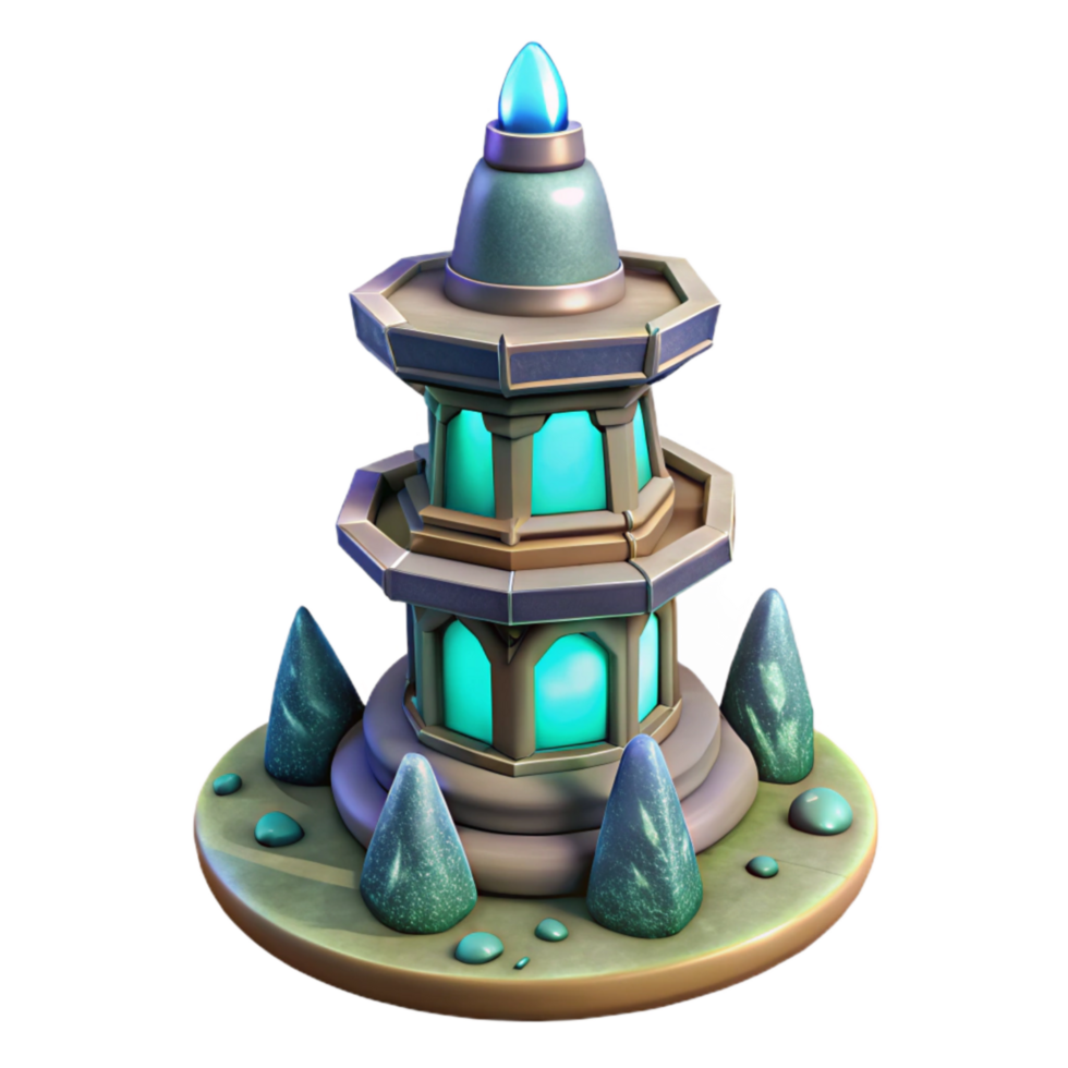 beautiful artistic Terraform Tower Transparent Background Isolated with Alien Grass detailed png