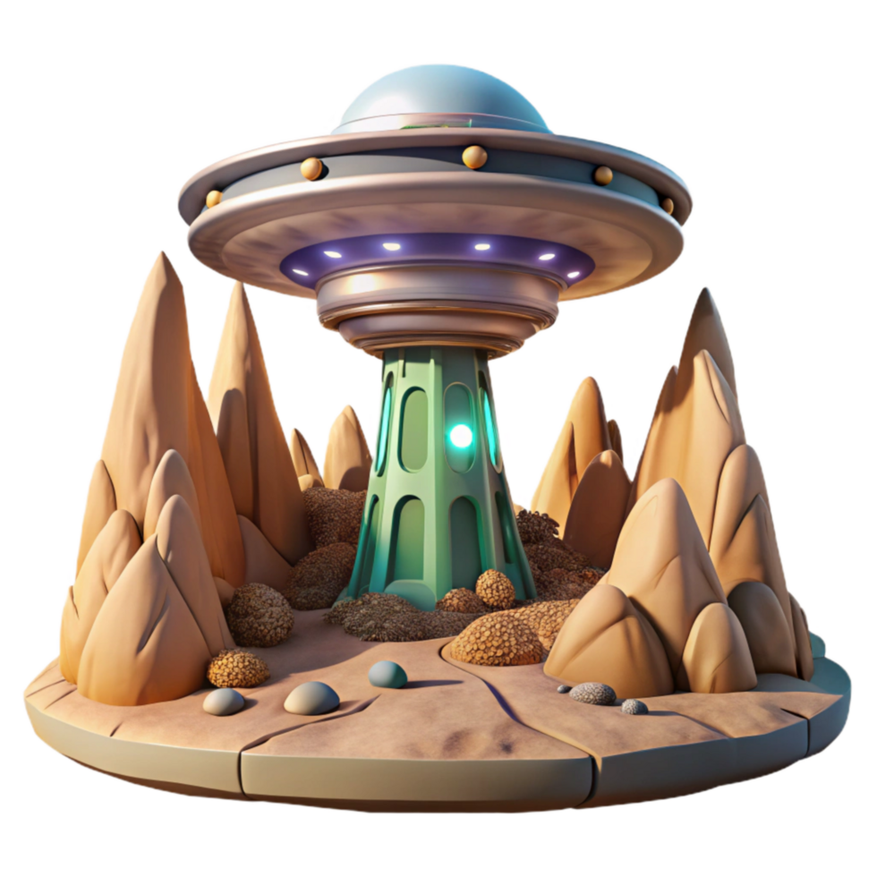extraordinary vintage Terraform Tower Transparent Background Isolated with Alien Grass genuine png