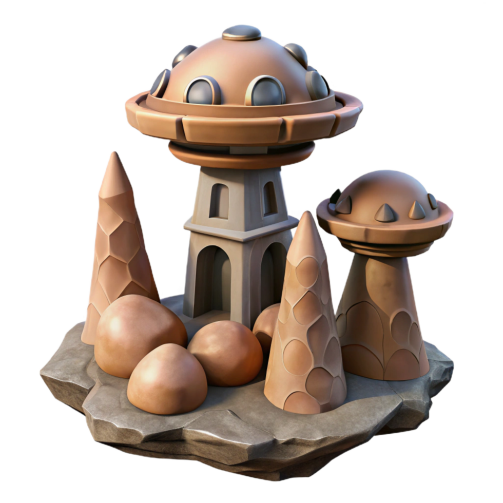 wonderful abstract Terraform Tower with Glowing Base Isolated premium png
