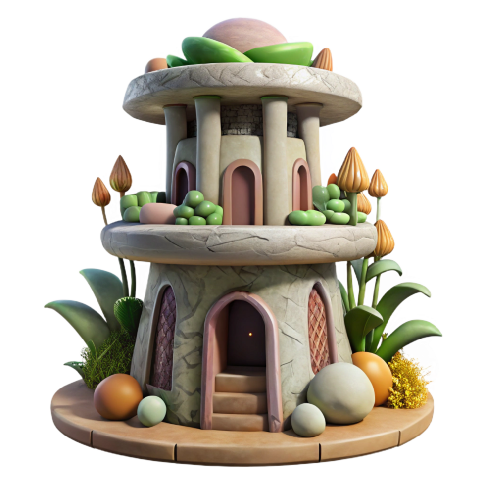 magnificent modern Terraform Tower Structure Cutout with Alien Plants high quality png