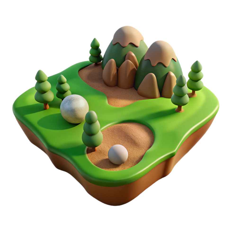 vibrant minimalist Terra Verde Landscape Cutout with Warm Lighting original png