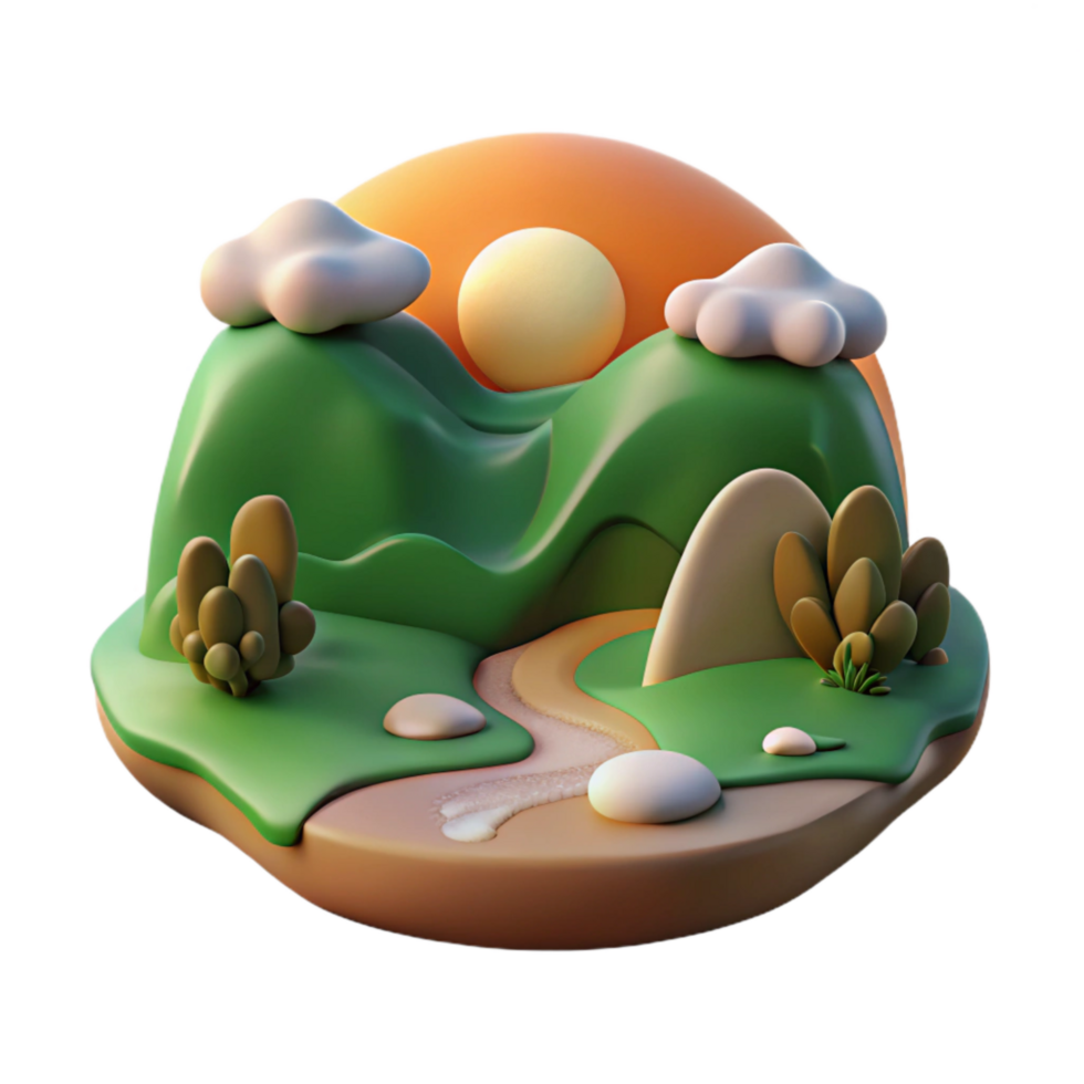 wonderful modern Terra Verde Landscape Isolated with Detailed Textures high resolution png
