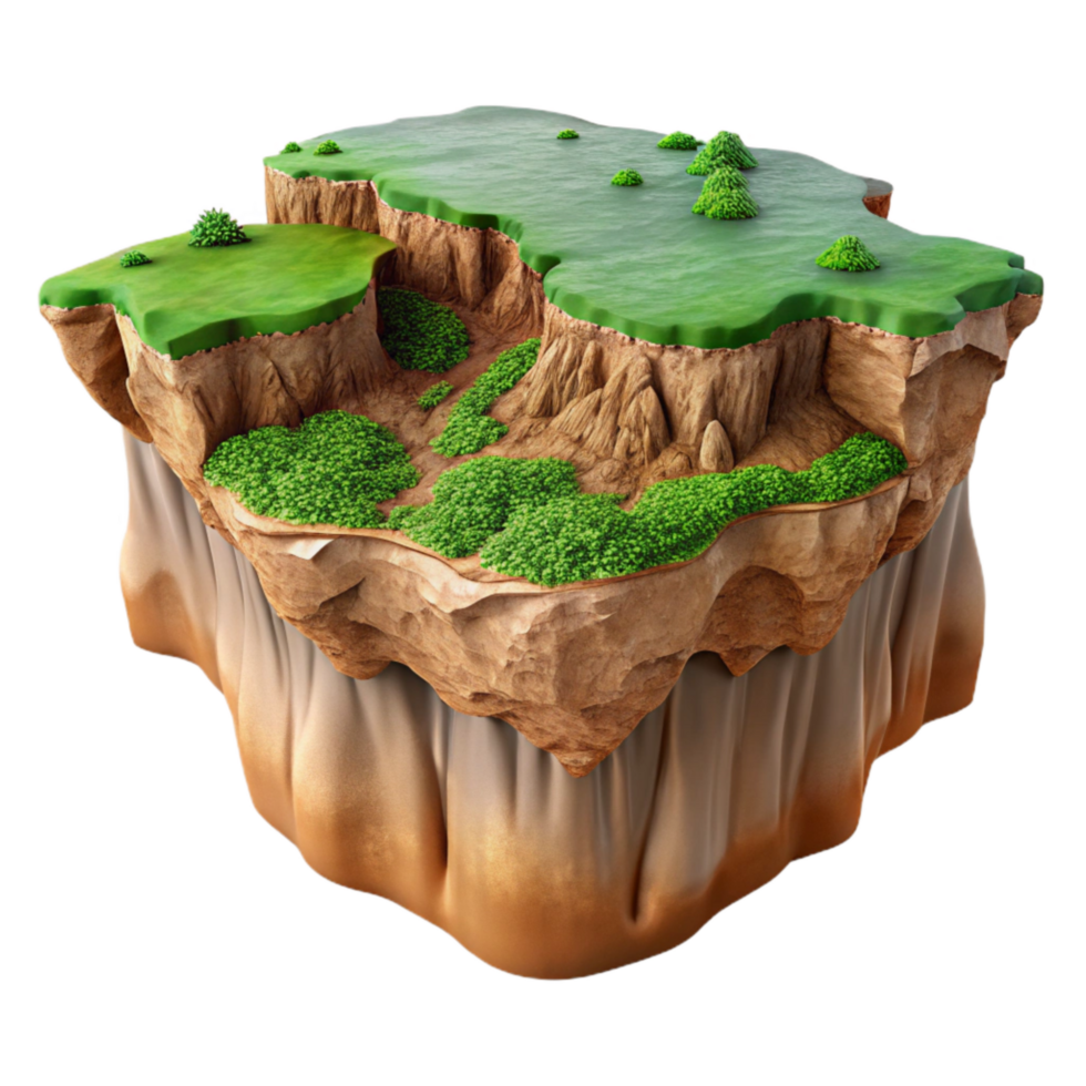 dramatic minimalist Terra Verde Terrain Cutout Lush Green Valley Isolated authentic png
