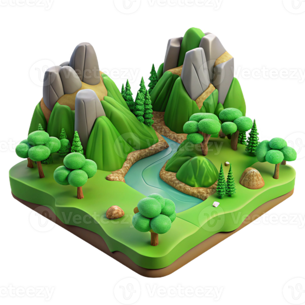 impressive artistic Terra Verde Terrain Cutout Lush Green Valley Isolated genuine png