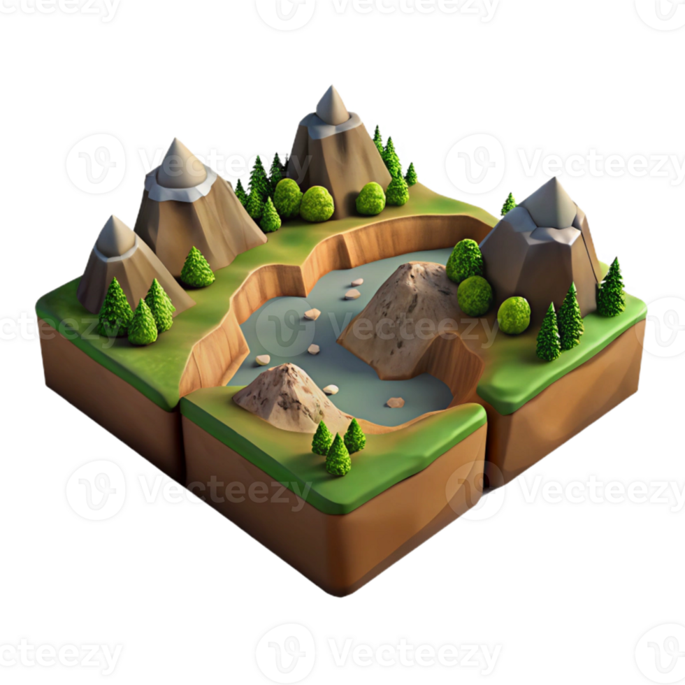 beautiful rustic Terra Verde Terrain Cutout Lush Green Valley Isolated premium png