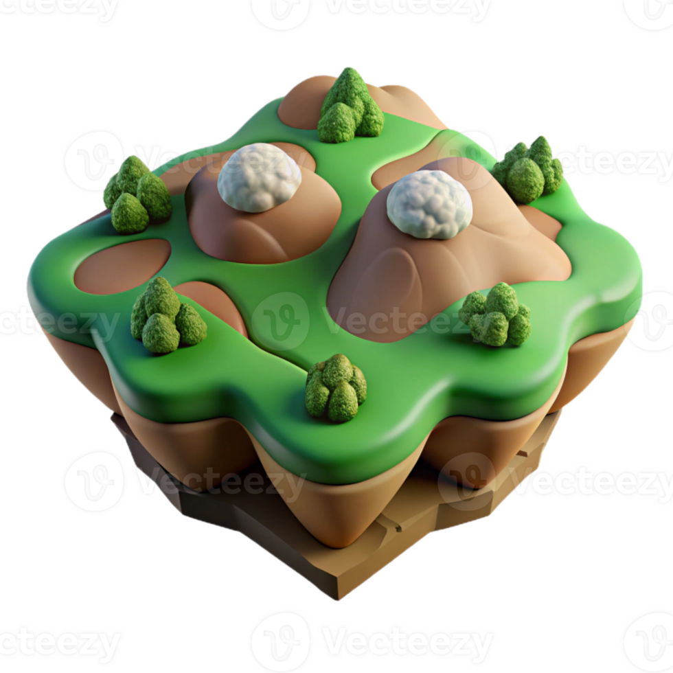 dramatic abstract Terra Verde Terrain Cutout Lush Green Valley Isolated professional png