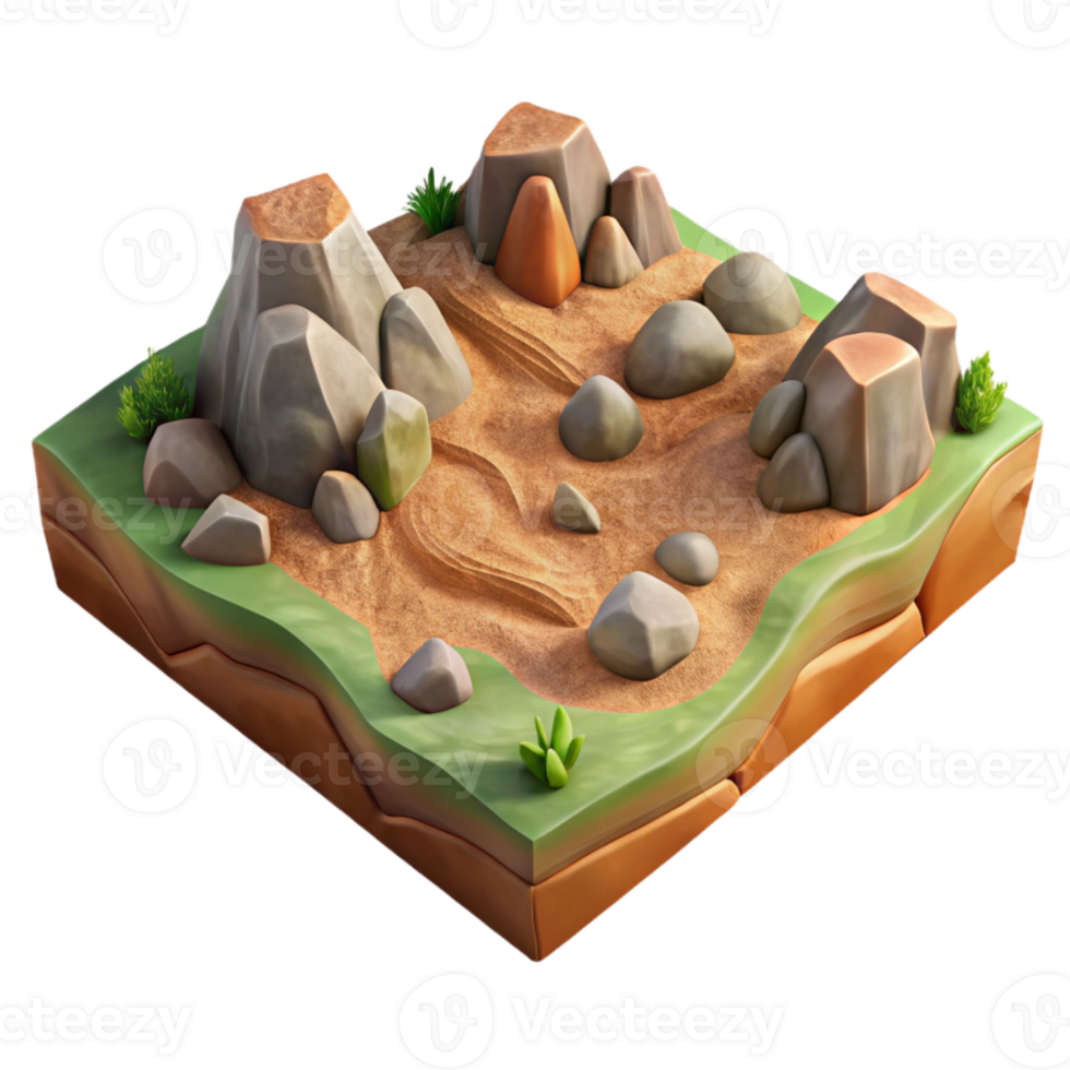 stunning artistic Terra Verde Terrain Section Cutout with Sharp Rocks authentic png