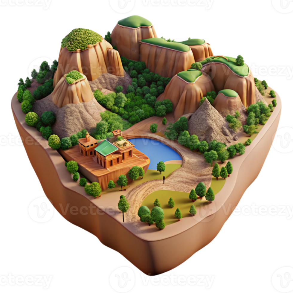 wonderful vintage Terra Verde Valley Cutout Scenic Vista High Angle View high resolution png