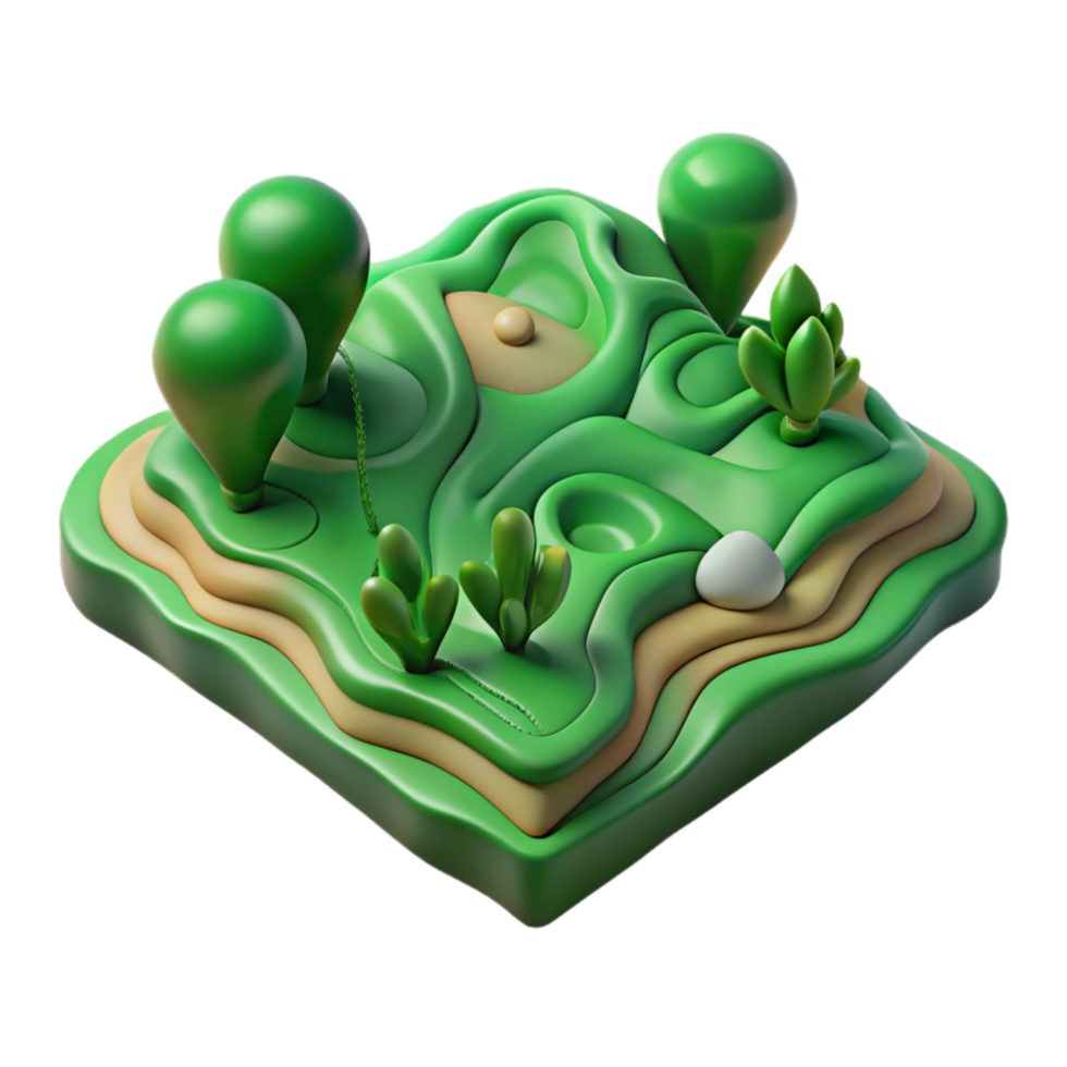 impressive rustic Topographic Map with Vegetation Transparent Background Green Tones authentic png