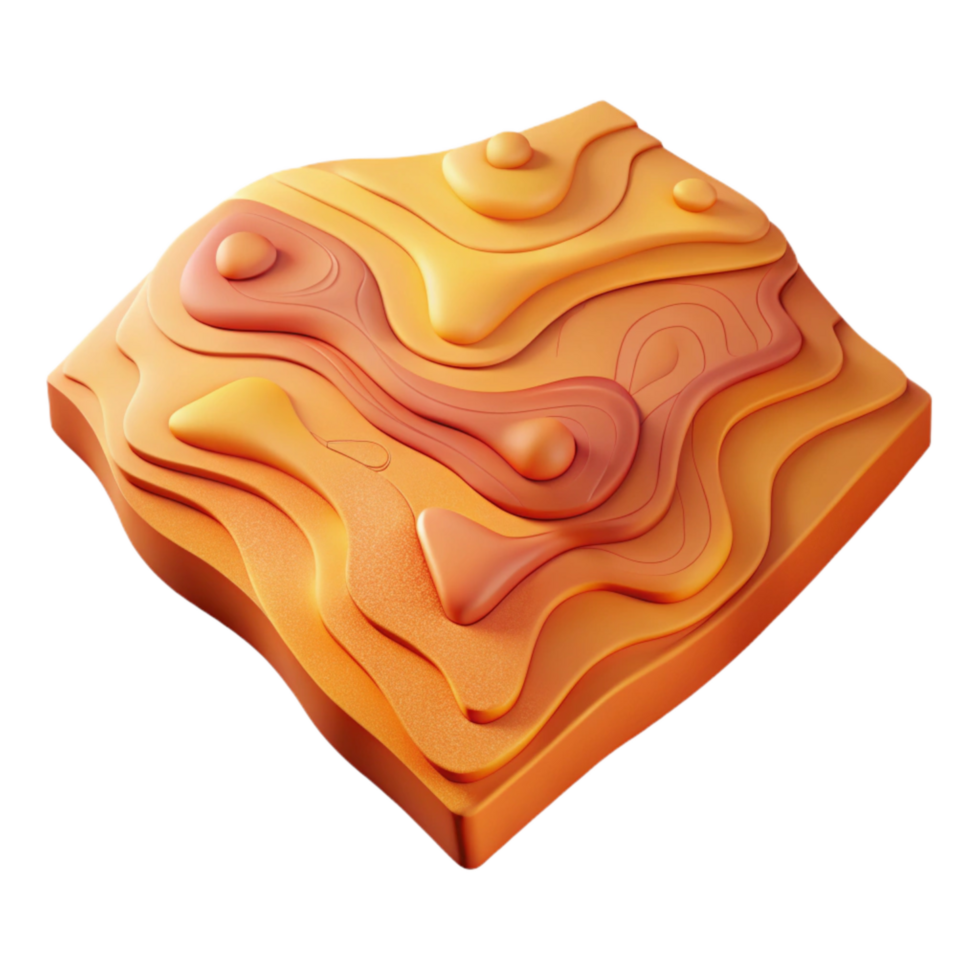 dramatic creative Topographic Map with Warm Colors Isolated high resolution png