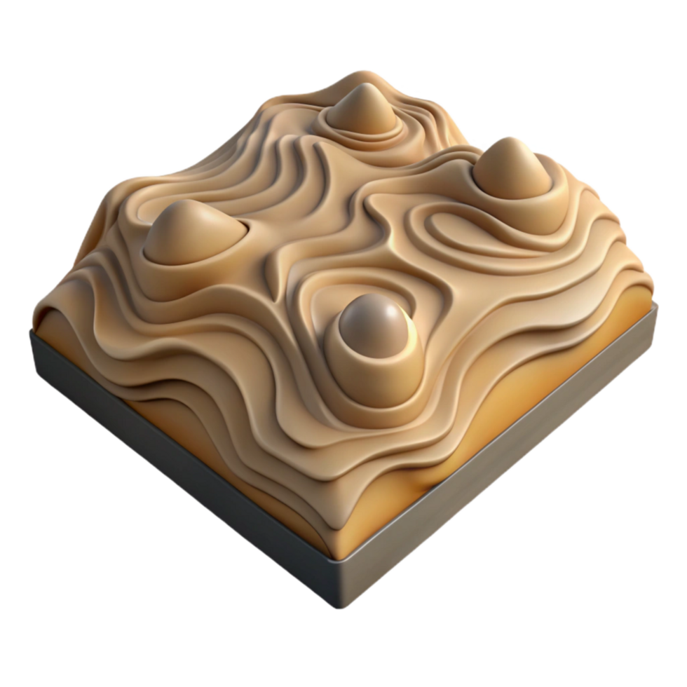 stunning artistic Topographic Terrain Map with Shading Isolated Element original png