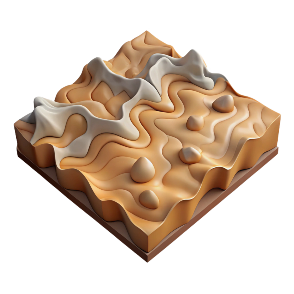 vibrant contemporary Topographic Terrain Map with Shading Isolated Element detailed png