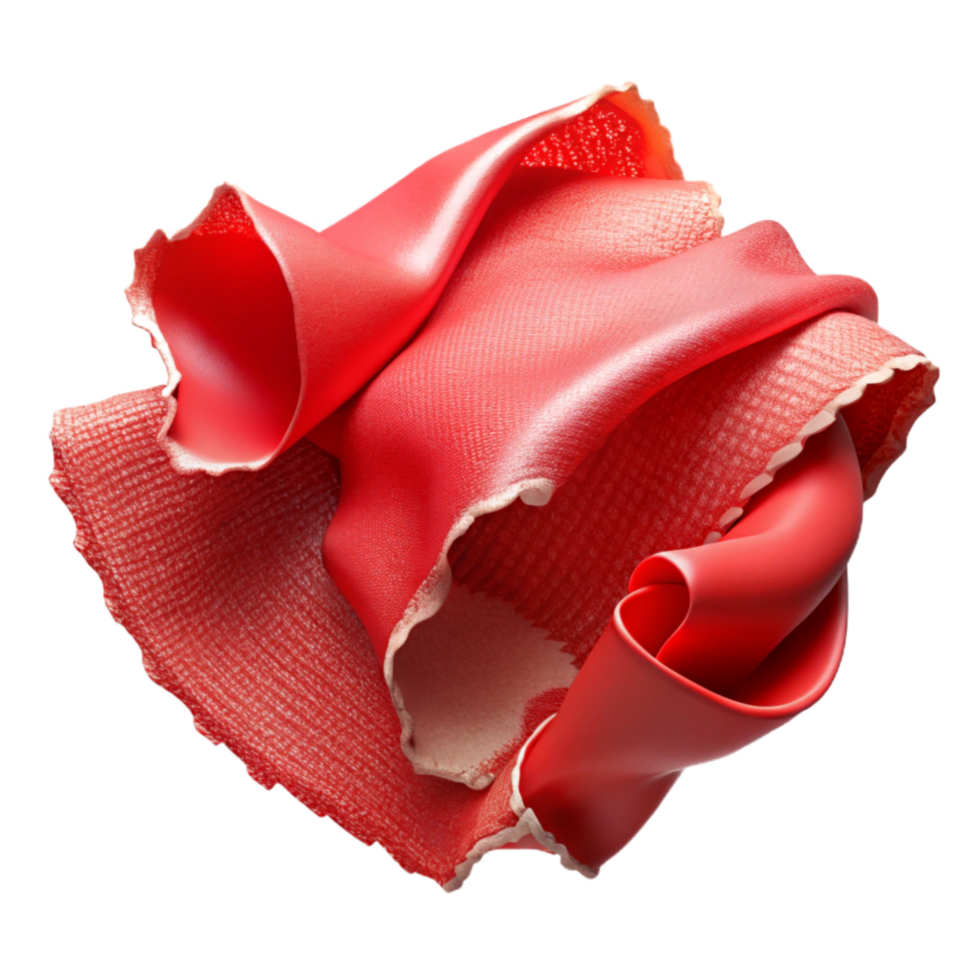 vibrant contemporary Torn Fabric Scrap Transparent Background Red Color detailed png