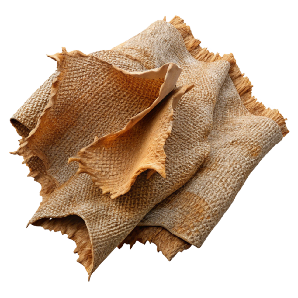 serene vintage Torn Fabric Piece with Frayed Edges Transparent Background professional png