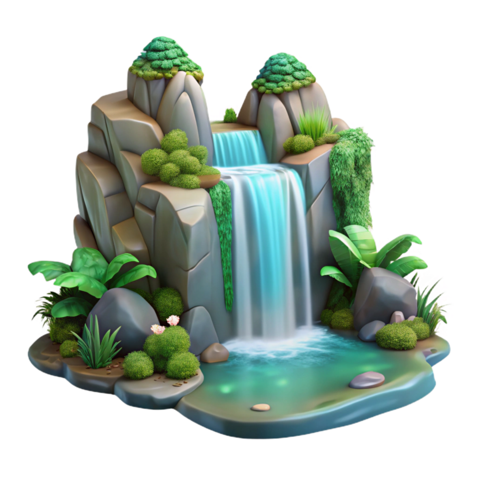 magnificent rustic Tranquil Forest Waterfall with Soft Lighting Transparent Background exclusive png