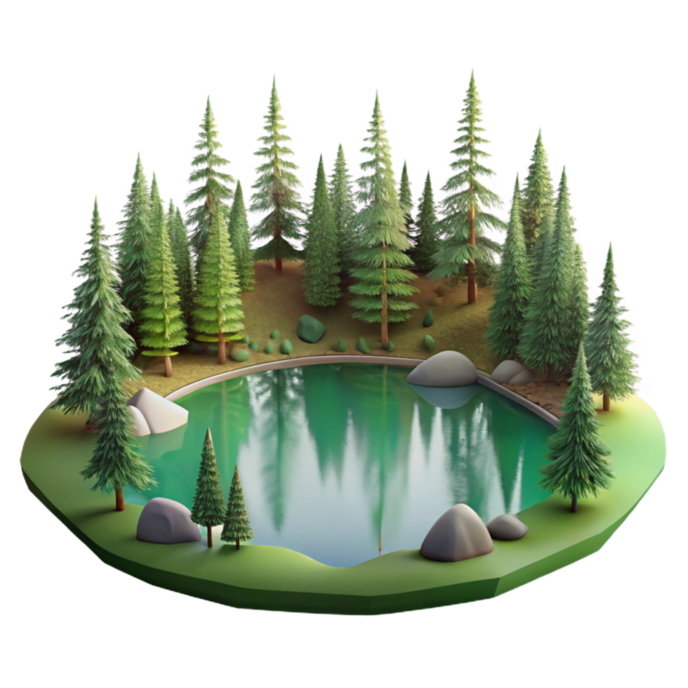 magnificent modern Tranquil Forest Lake Reflection Isolated png