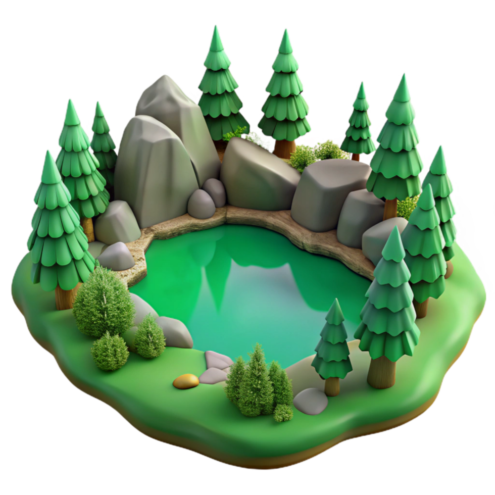 impressive modern Tranquil Green Lake Scene Isolated Element high resolution png