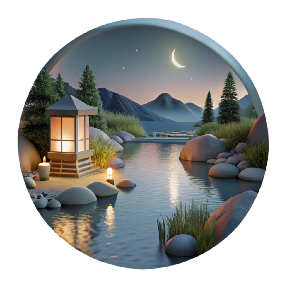 dramatic abstract Tranquil Lake Scene at Dusk Transparent Element png