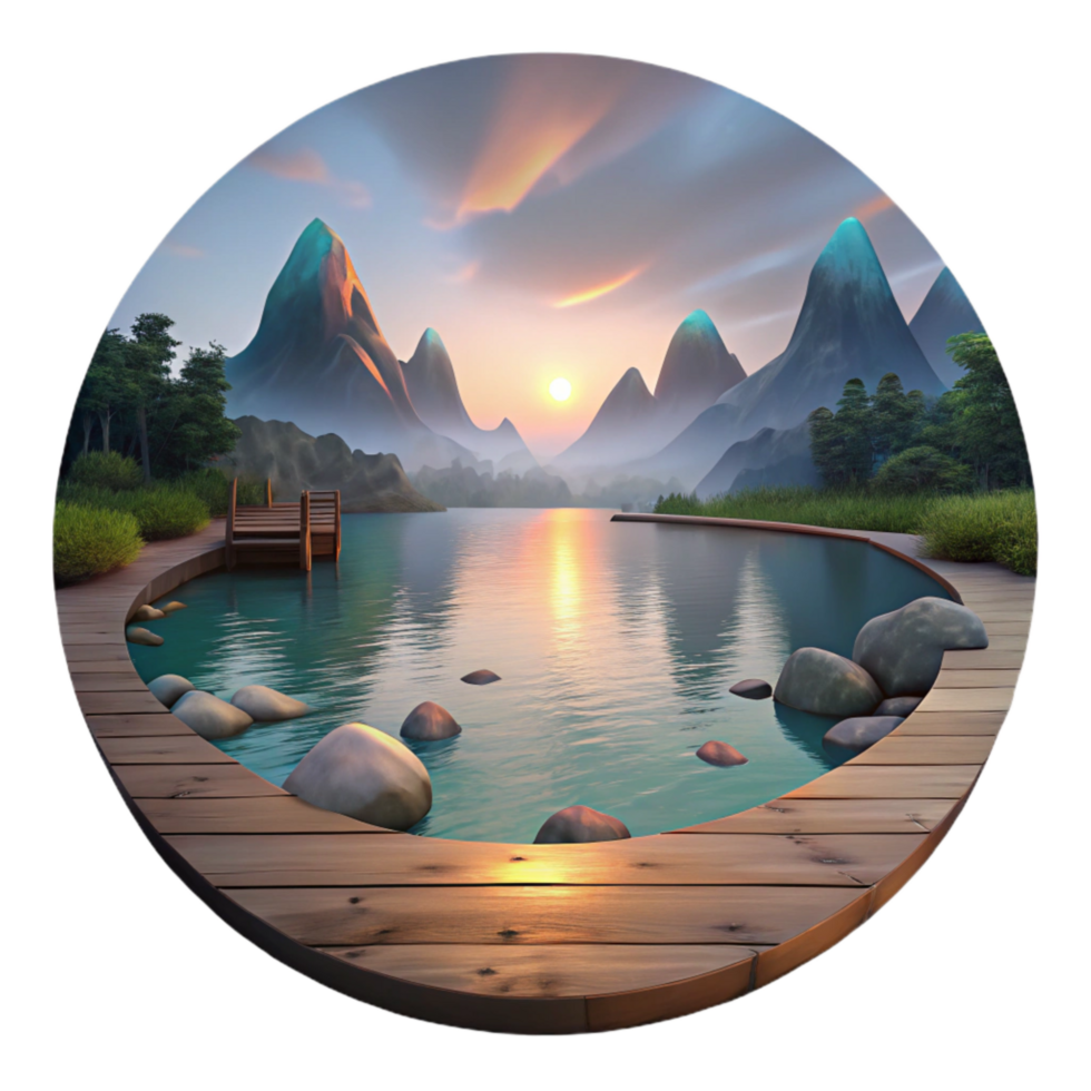 extraordinary minimalist Tranquil Lake View at Dawn Cutout original png