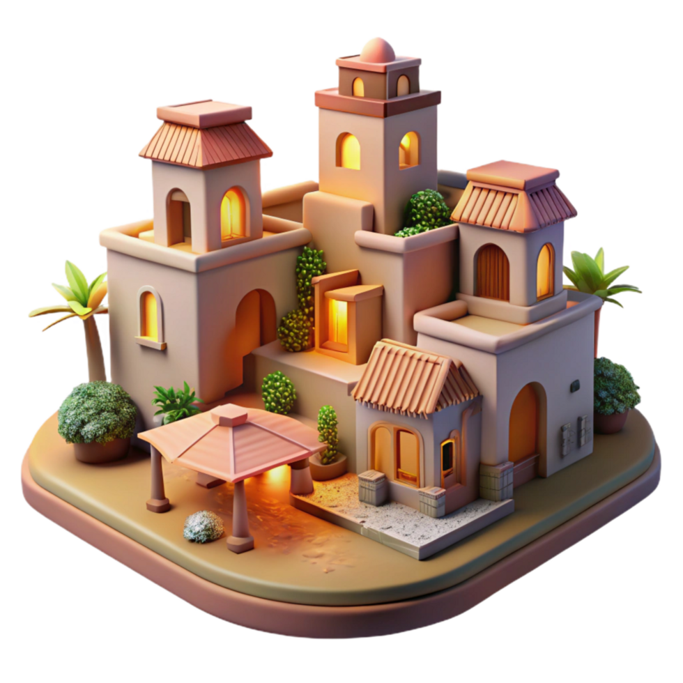 serene creative Tranquil Vespera Town Cutout Warm Evening Colors authentic png