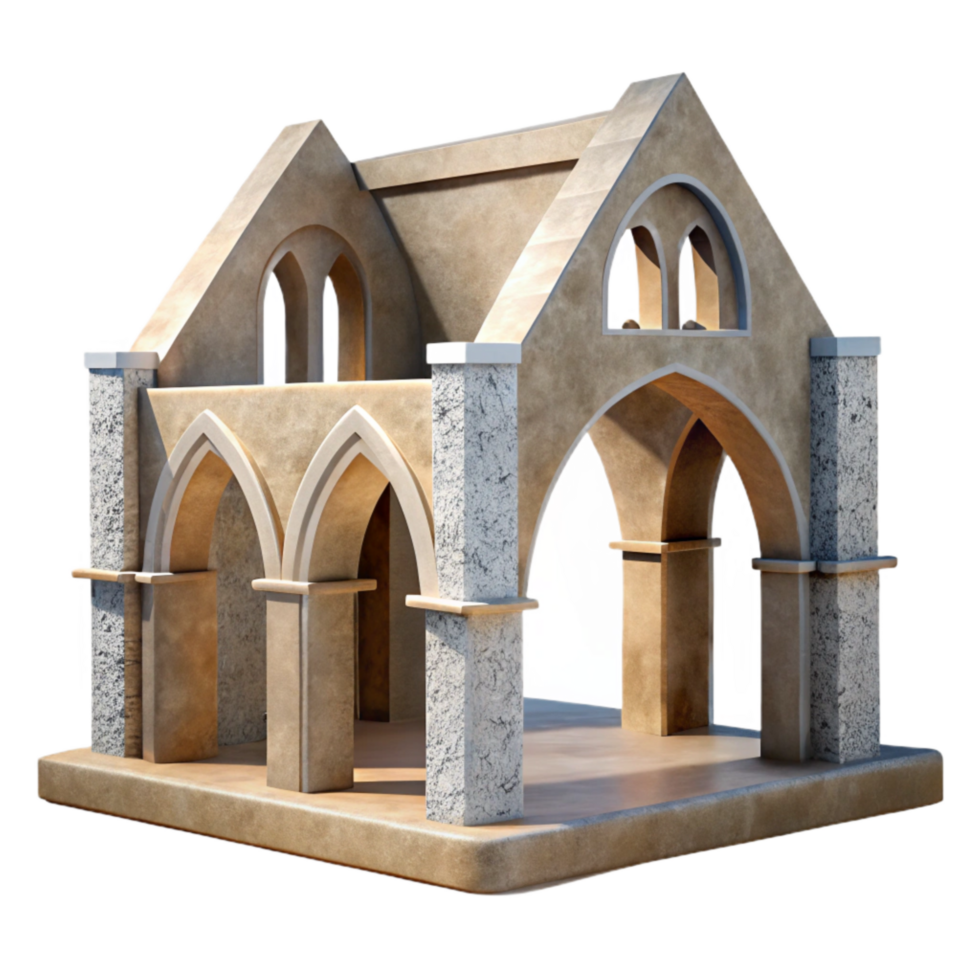 beautiful vintage Transept Crossing Cutout Architectural Perspective Transparent Background authentic png