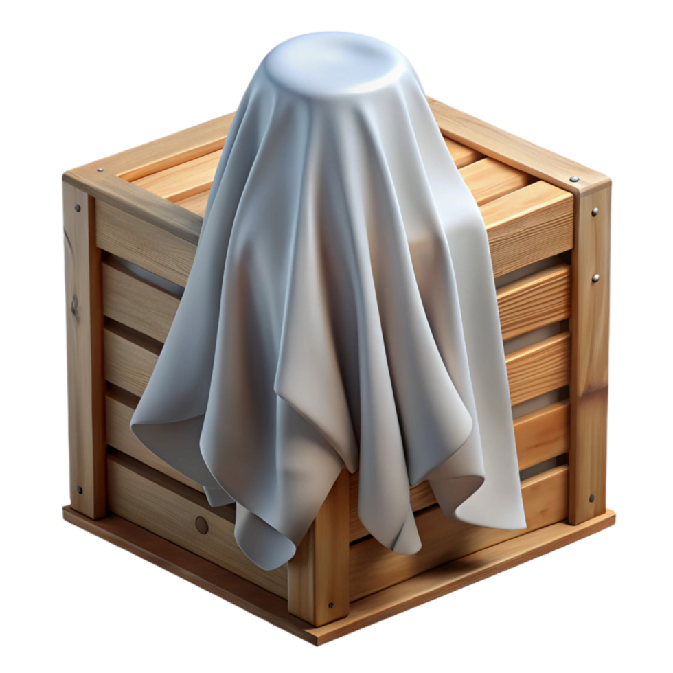 vibrant minimalist Translucent Veil Covering Wooden Crate Cutout high resolution png