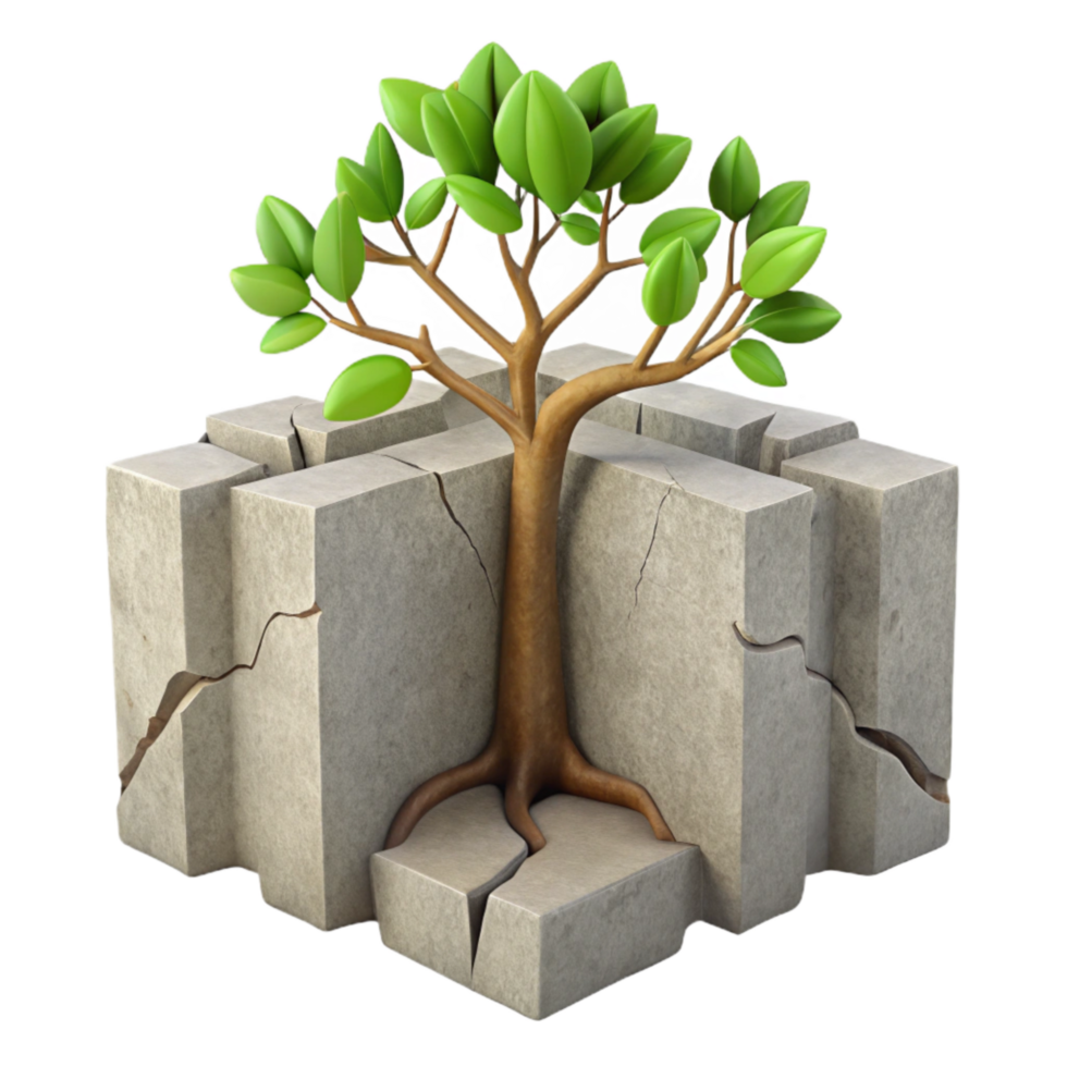 vibrant contemporary Tree Growing From Concrete Crack Cutout Element genuine png