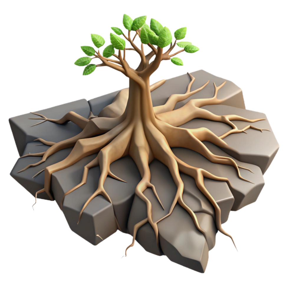 impressive creative Tree Roots Breaking Through Asphalt Cutout Side View original png