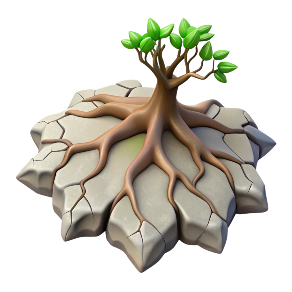 vibrant rustic Tree Roots Breaking Through Asphalt Cutout Side View premium png