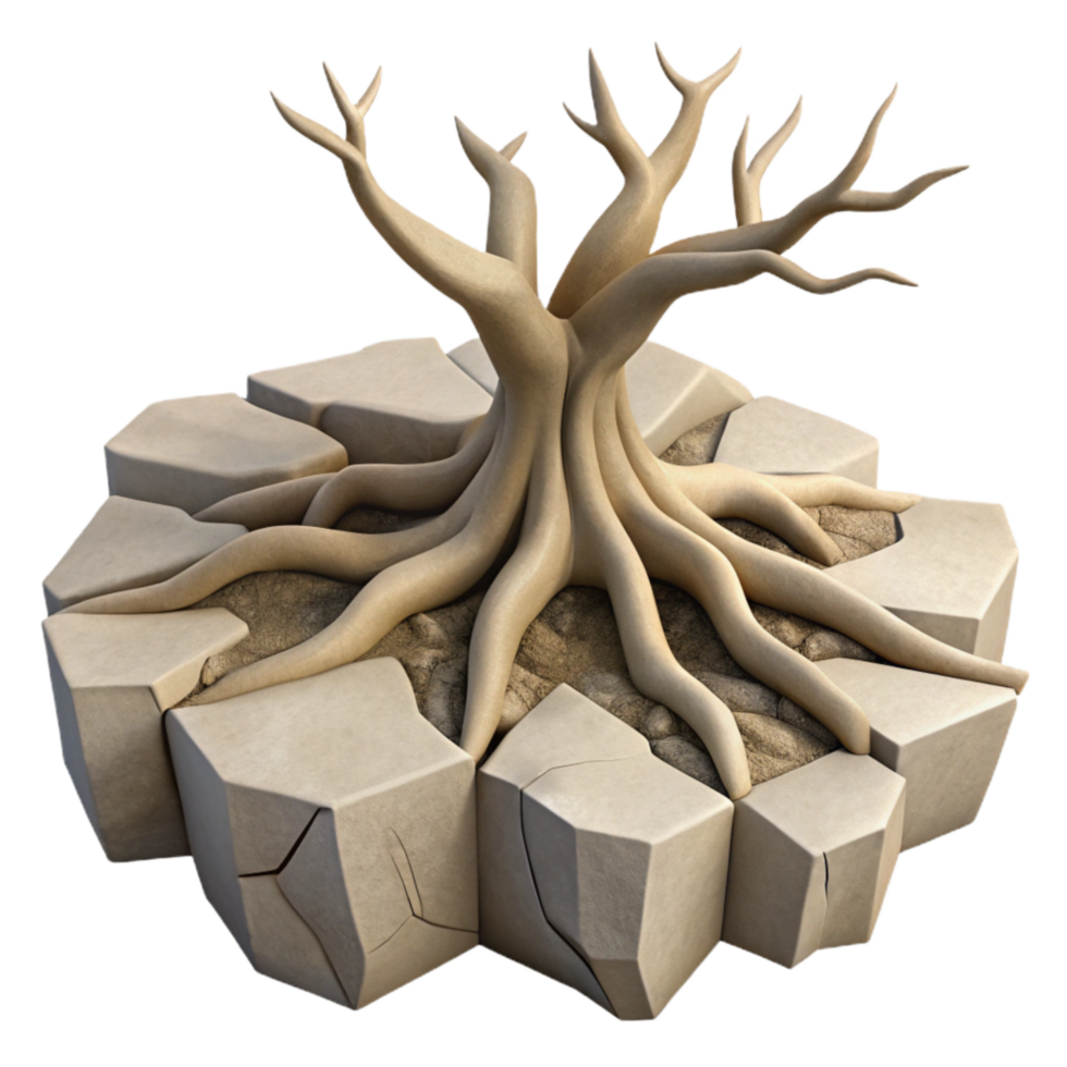 vibrant modern Tree Roots Splitting Concrete Isolated Natural Force high resolution png