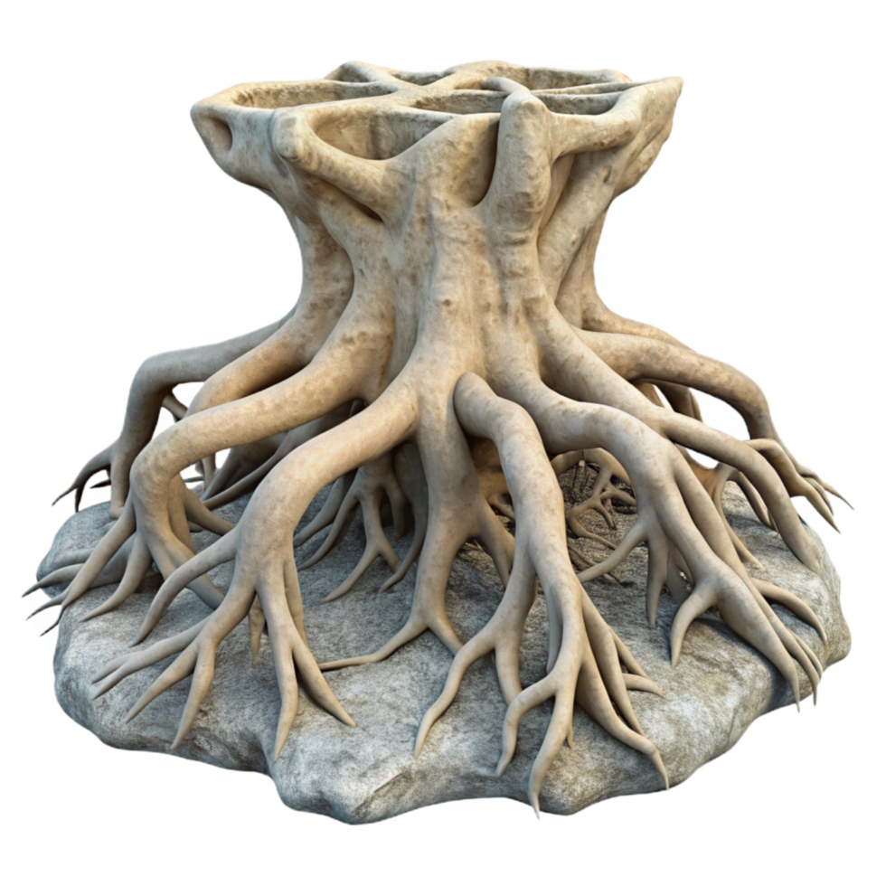 beautiful contemporary Tree Roots Encasing Concrete Transparent Background Natural Power genuine png