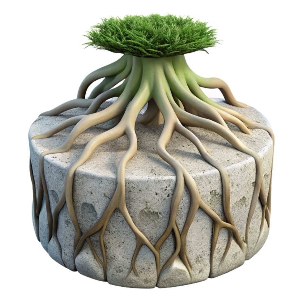 wonderful abstract Tree Roots Encasing Concrete Transparent Background Natural Power png