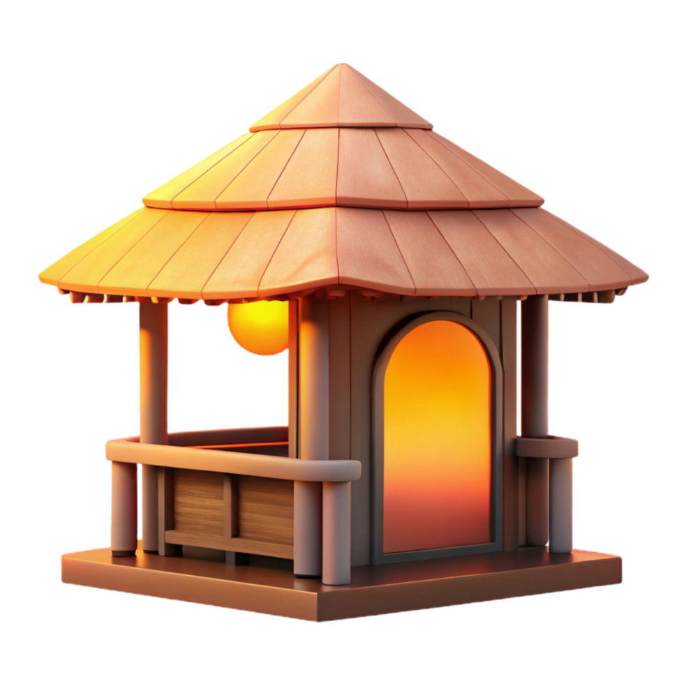 magnificent rustic Tropical Beach Hut Silhouette Isolated at Sunset genuine png