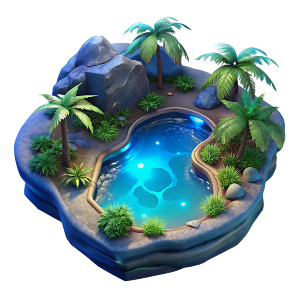 serene contemporary Tropical Bay Bioluminescence Cutout Transparent Background Night View authentic png